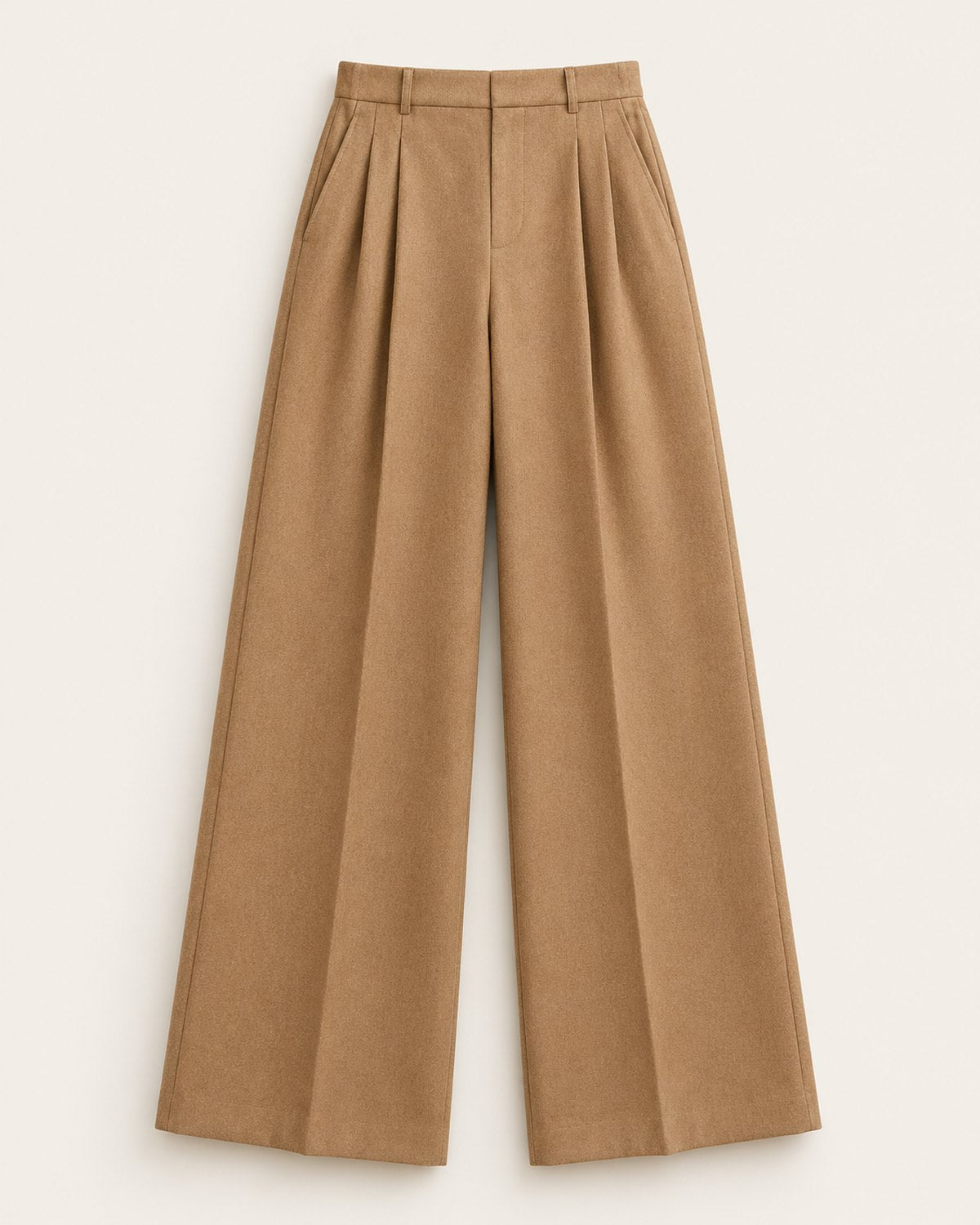 Women's Camel Bibury Wide-Leg Wool Trousers